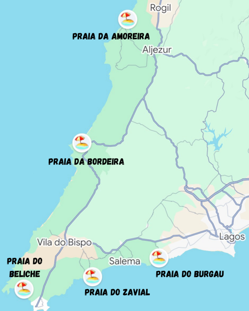 Maps mit unseren Lieblingsstränden an der Algarve